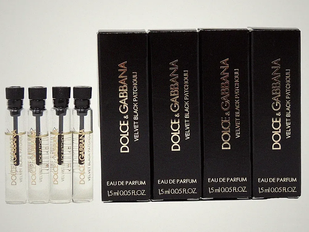 D&G DOLCE & GABBANA VELVET BLACK PATCHOULI EDP 1.5ml x 4 COLOGNE PERFUME SAMPLES